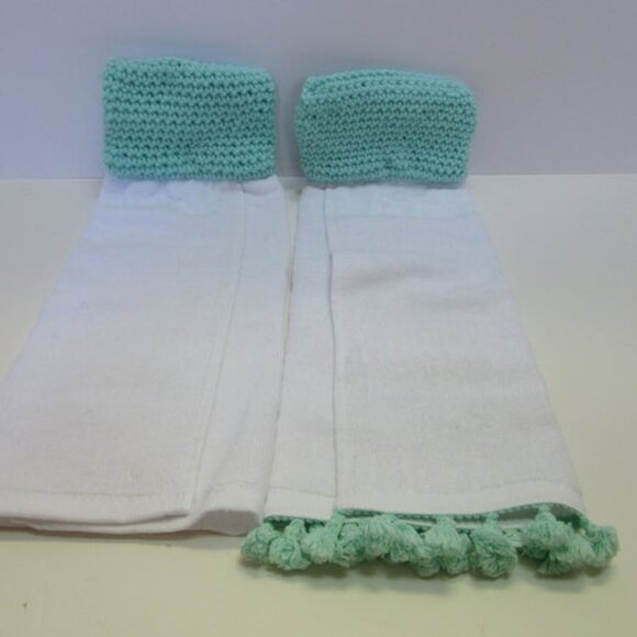 Set of 2 Hanging Kitchen Towels Button Top White Cotton Mi Casa es Su Casa NWT - Picture 4 of 8